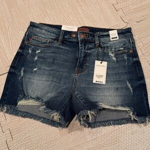 Judy Blue Dark Blue Distressed Jean Shorts